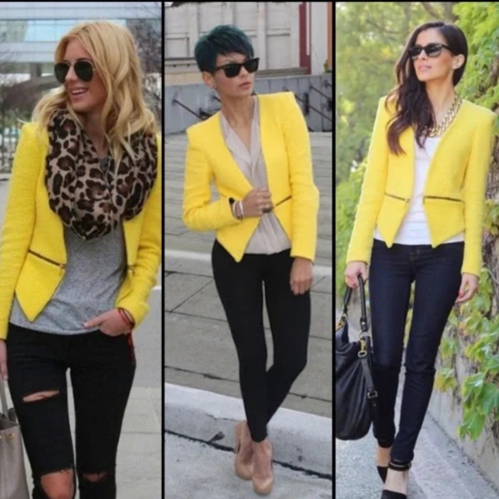 Zara Yellow Tailored Blazer Jacket